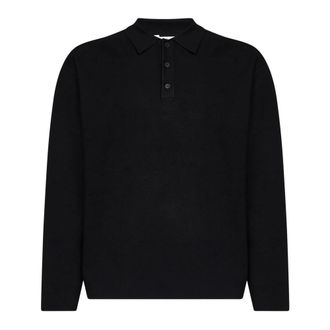 Hev&ograve; Tops, Heren, Zwart, M, Polyester, Drieknoops Poloshirt