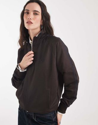 Fred Perry giacca sportiva con bande a contrasto in marrone scuro