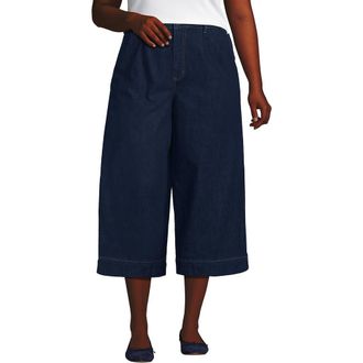 Lands End Denim Mid Rise Wide Leg Culotte Jeans in River Rinse at Nordstrom, Size 16W