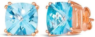 Le Vian Ladies Ocean Blue Topaz Earrings set in Silver with Strawberry Gold