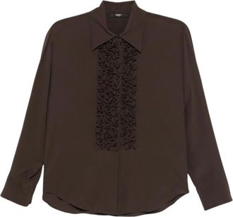 Seventy Blouse met ruches - Dames - Blouses - Bruin - M - Overhemden