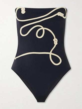 Johanna Ortiz Costume Da Bagno Senza Spalline Con Applicazione - Nero