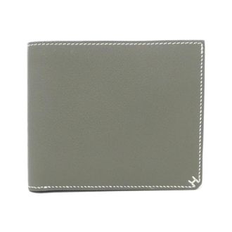 Herm&egrave;s Gray Evercalf Leather Wallet (Bi-Fold) (Pre-Owned)