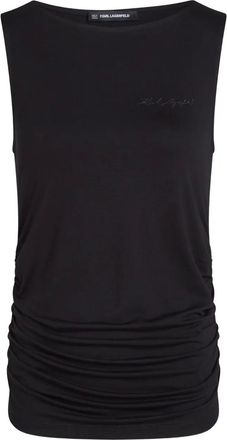 Karl Lagerfeld boat-neck tank top - women - Viscose/Elastane - S - Black