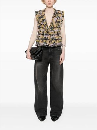 Isabel Marant Djiroy Vest In Lilac/yellow