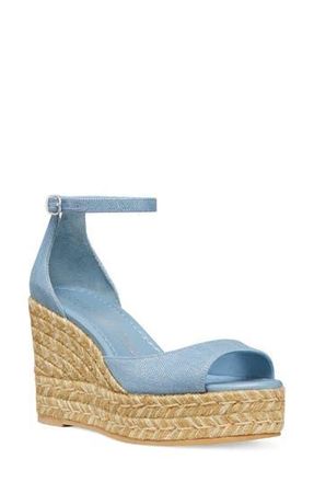 Stuart Weitzman Nudistia Espadrille Wedge Sandal in Silver Denim at Nordstrom Rack, Size 5.5