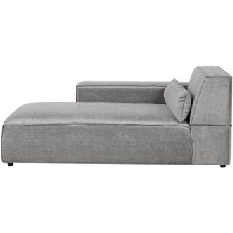 Beliani Chaise Longue Moderna Tapizado De Tela Gris Derecho Hellnar
