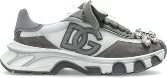 Dolce & Gabbana Sportschoenen met glinsterende applicaties - Dames - Sneakers - Grijs - 35 EU - Leer - Schoenen