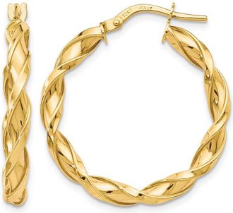 Diamond2Deal 10K Yellow Gold Round Twisted Hoop Earrings