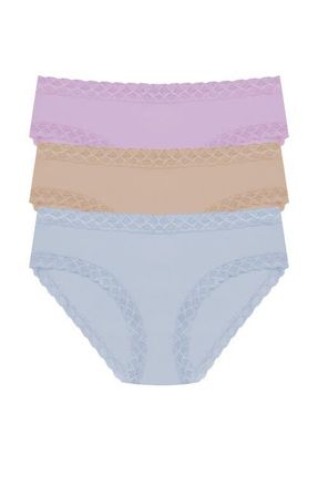 Natori Bliss Cotton Girl Brief 3-Pack in Violet Tulip/lt Mocha/blue Mst at Nordstrom, Size X-Large