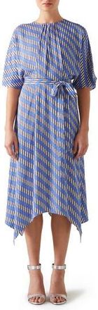 L.k. Bennett Anni Geo Print Handkerchief Hem Dress in Blue at Nordstrom Rack, Size 2 Us / 6 Uk