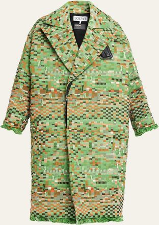 Loewe Oversized Patchwork Check Single-Breasted Coat