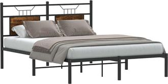 vidaXL Estructura De Cama Sin Colch&oacute;n Madera Roble Ahumado 140x200 Cm Vidaxl