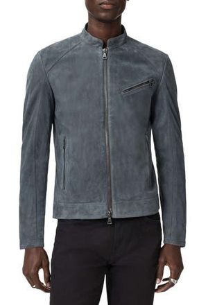 John Varvatos Wren Band Collar Suede Biker Jacket in Deep Charcoal at Nordstrom Rack, Size 50