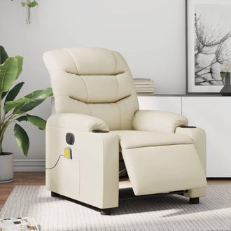 vidaXL Vidaxl - Sill&oacute;n De Masaje Reclinable El&eacute;ctrico Cuero Sint&eacute;tico Crema