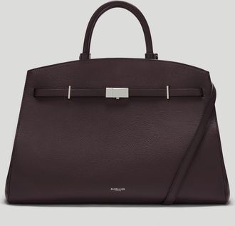 DeMellier The Hudson in Bordeaux Small Grain Leather Tote & Work bag