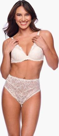 Cosabella Encantata High Leg Bikini in Moon Ivory/pink Lilly at Nordstrom, Size X-Large