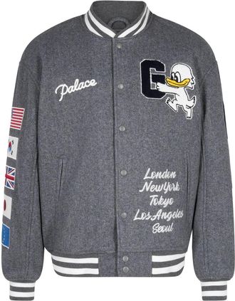 Palace x Gap varsity jacket - men - Wool/Viscose - L - Grey
