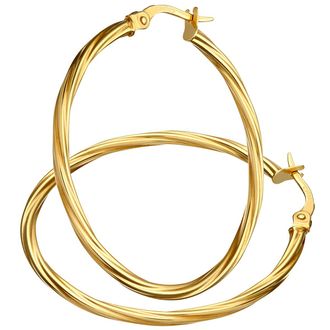 Diamant L'éternel 9ct geelgouden getextureerde oorringen met een diameter van 3 cm