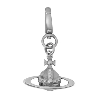 Vivienne Westwood Accessoires, Heren, Grijs, ONE Size, Leer, Orb Charm Sleutelhanger