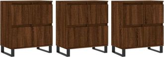 vidaXL Sideboards 3 pcs Brown Oak Engineered Wood Vidaxl