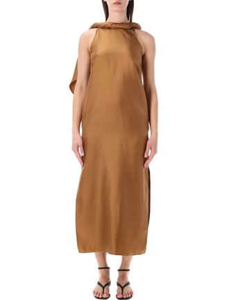 Loulou Studio Susan Silk Twill Draped Midi Dress
