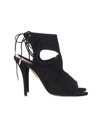 Aquazzura Pre-owned Womens Aquazzura Sexy Thing 105 Cutout Sandals in Black Suede - Size 38.5 EU/IT