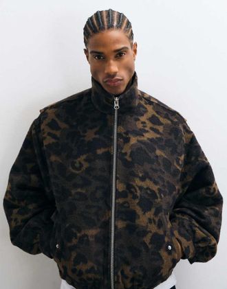 Asos bomber oversize a stampa leopardata marrone