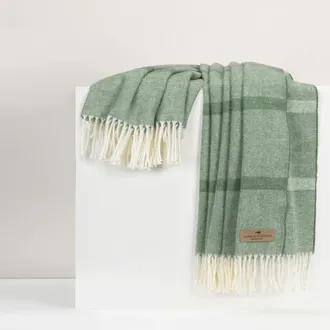 Lands Downunder Montauk Stripe Herringbone Throw in Olive at Nordstrom
