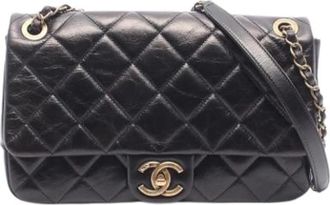 Chanel Pre-owned Matelasse Schoudertas - Dames - Vintage Schoudertas - Zwart - ONE Size - Leer - Vintage