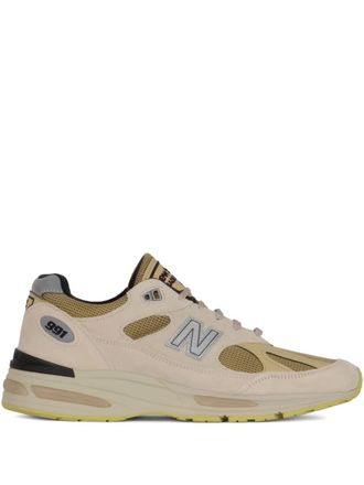 New Balance 991v2 sneakers met vlakken - Beige
