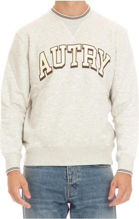 Autry Grijze Trui met Contrastdetails - Heren - Sweatshirts - Grijs - S - Katoen - Hoodies & sweatvesten