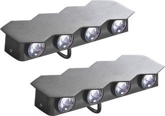Beliani Beliani - Conjunto De 2 L&aacute;mparas Led De Exterior Fabricadas En Metal En Color Negro Weldon