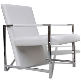 vidaXL Poltrona Con Gambe Cromate Bianca In Similpelle Vidaxl