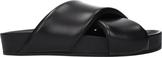 Jil Sander Black Leather Mens Slippers