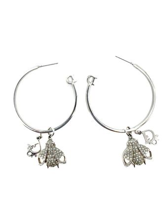 Dior 2000s logo hoop earrings - women - Rhodium Plated Metal - One Size - Silver