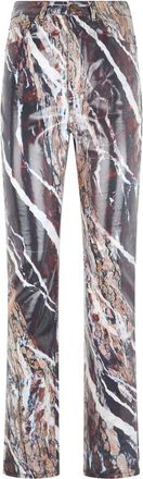Roberto Cavalli Skinny broek met marmerprint - Paars