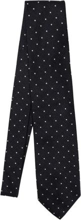 Destin Polka Dot Zijden Stropdas - Heren - Stropdassen - Blauw - ONE Size - Accessoires