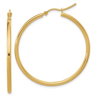 Diamond2Deal 10K Yellow Gold Round Hinged Hoop Earrings