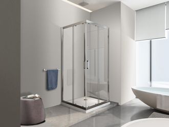 Nala Nala - Cabina De Ducha Compuesta Por Tres Lados De 6 Mm H.190 Con Una Pared Lateral Fija Y Dos Puertas Correderas - 100 Fija X 130 X 100 Correderas
