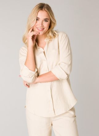 Base Level Hemdbluse BASE LEVEL Yael, Damen, Gr. 36, beige (light beige), Single Jersey, Obermaterial: 55% Leinen, 45% Viskose, regular fit normal, Blusen Hemdbl