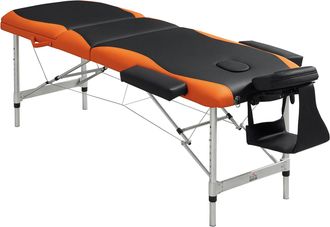 OEM Camilla De Masaje Plegable Y Port&aacute;til 210x81x62-85 Cm Mesa Ajustable En Altura Con Reposacabezas Y Apoyabrazos Para Tatuaje Fisioterapia Negro Y Naran
