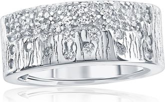 Suzy Levian Scattered Cubic Zirconia Cigar Band Ring in Extra Wide Confetti at Nordstrom Rack, Size 5.5