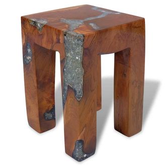 vidaXL Sgabello In Legno Massello Di Teak E Resina - Vidaxl