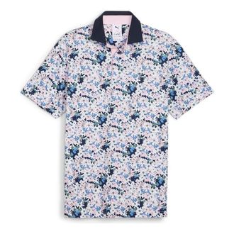 Puma x Arnold Palmer Floral Golf Polo Shirt White Glow Navy 623954-01