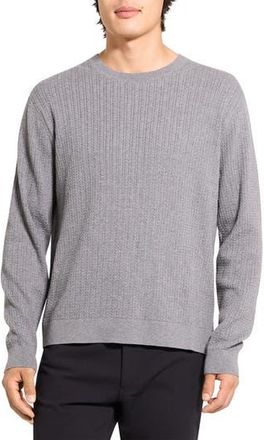 Theory Riland Cable Stitch Cotton Crewneck Sweater in Ash Melange at Nordstrom Rack, Size Xx-Large