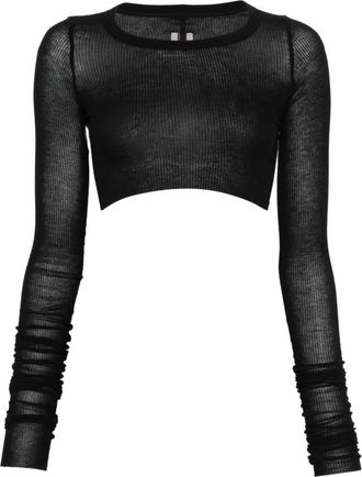 Rick Owens Black Knitted Round Neck T-Shirt