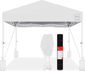 Best Choice Products 10x10ft Easy Setup Pop Up Canopy w/ 1-Button Setup, Wheeled Case, 4 Weight Bags