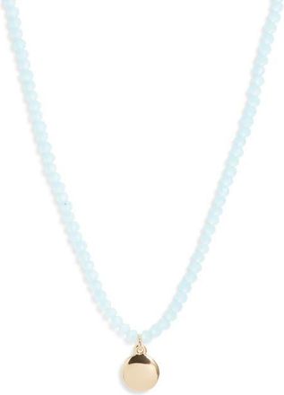 Nordstrom Beaded Charm Pendant Necklace in Aqua- Gold at Nordstrom