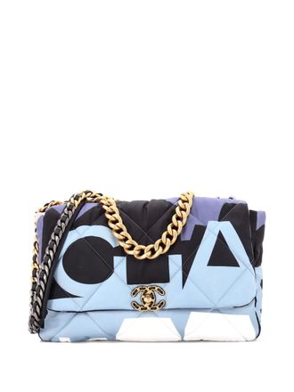 Chanel 19 Flap Bag Quilted Printed Silk Maxi shoulder bag - Nero